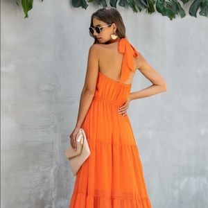SHEIN  halter dress in sweet orange 🍊